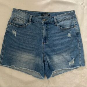 Judy Blue Women's Light Blue Distressed Jean Shorts 1XL Flaw
